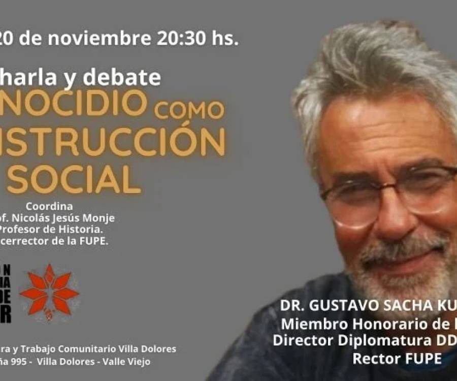 Invitan a la charla: “El Genocidio como Construcción Social” en el Centro cultural comunitario Villa Dolores