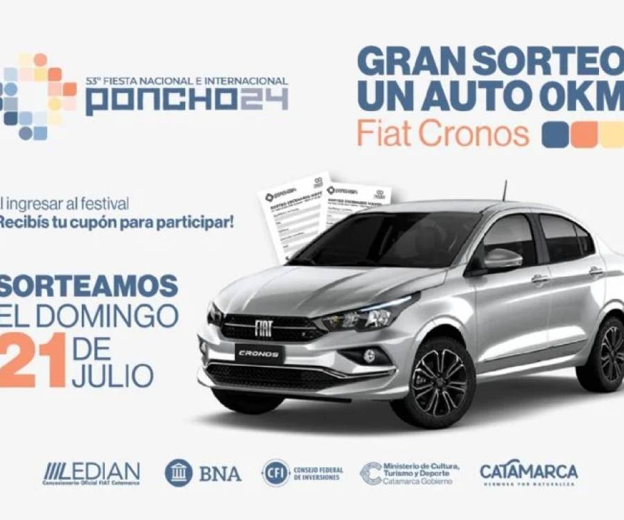 Sortearán un 0 km en la última luna del Festival del Poncho